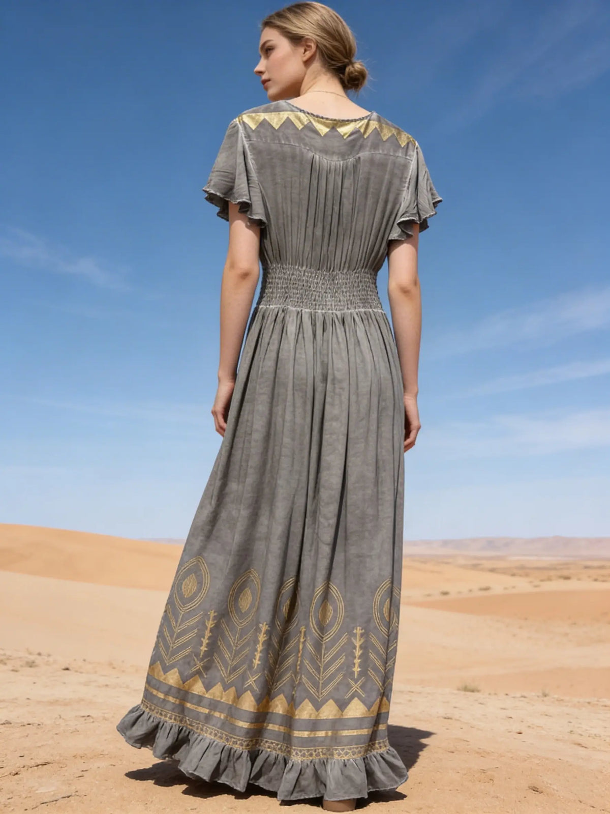 Last Queen Bohemian Gilded Maxi Dress