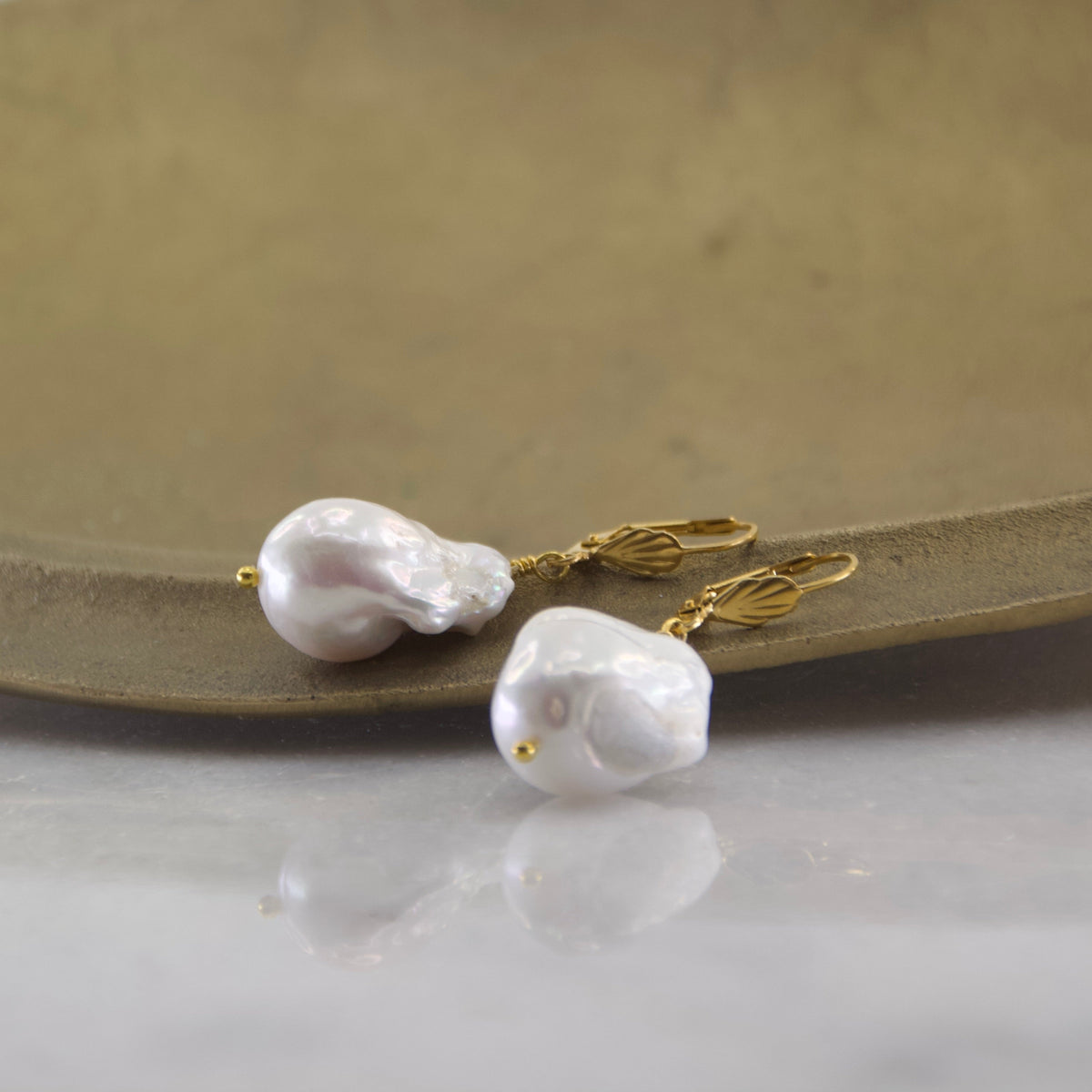 Fleur De Lis Baroque Freshwater Pearl Earring