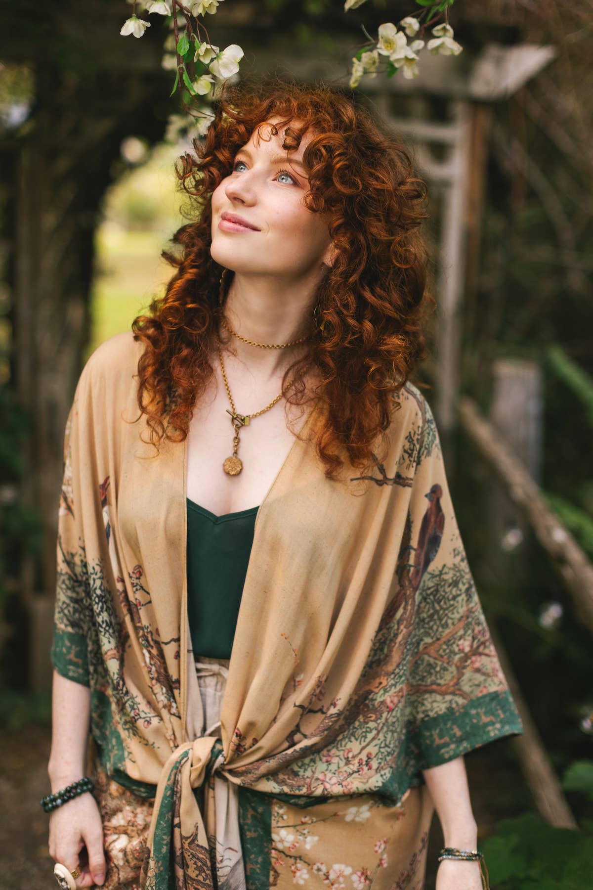 Fable Bohemian Goddess Starduster Kimono w/ Deer and Moon