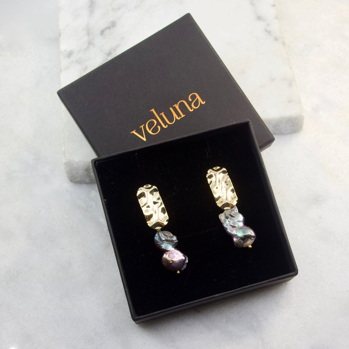 Empress of the Black Pearl Hammered Drop Earring