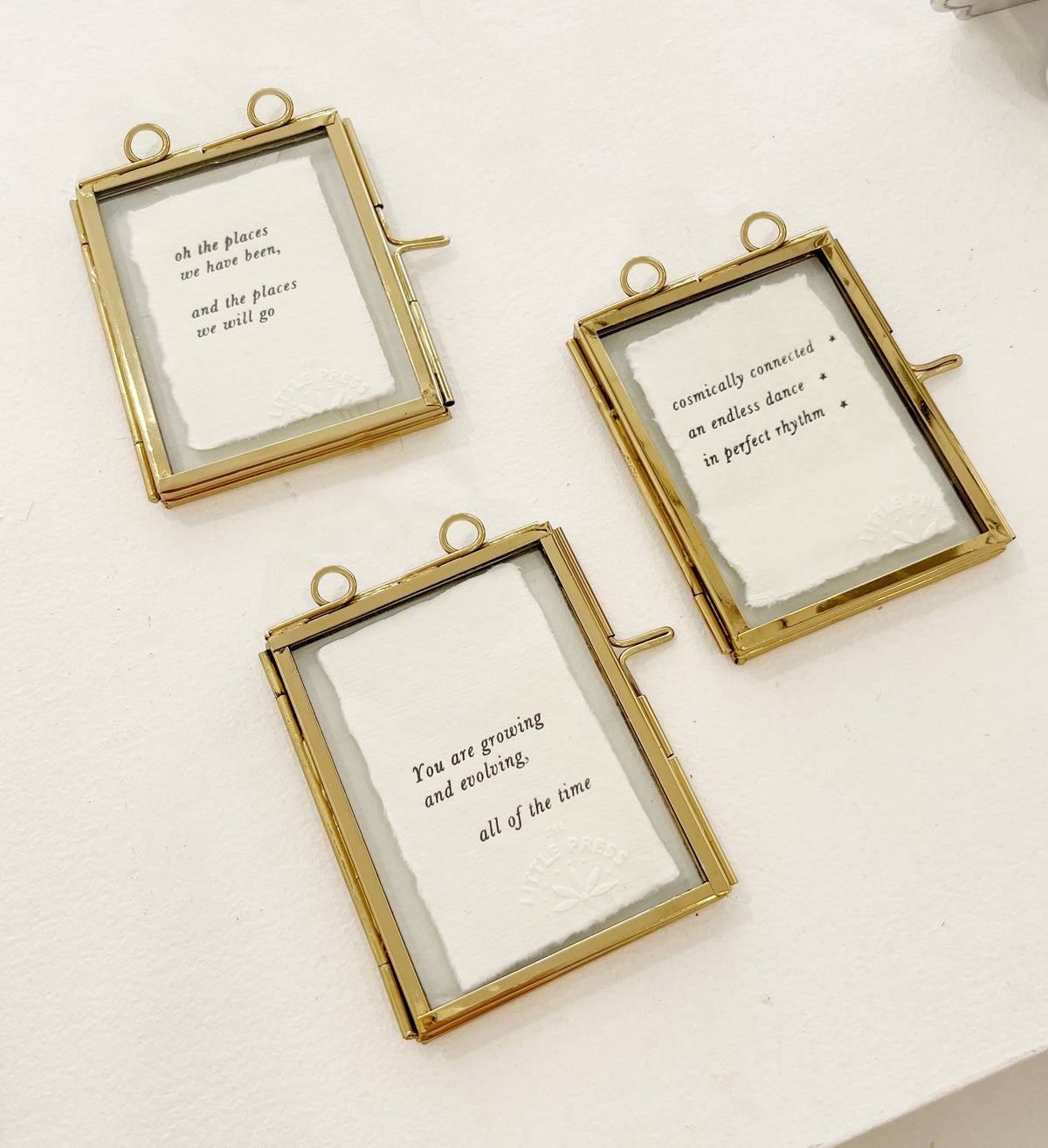 Small Glass & Brass Frames with Art