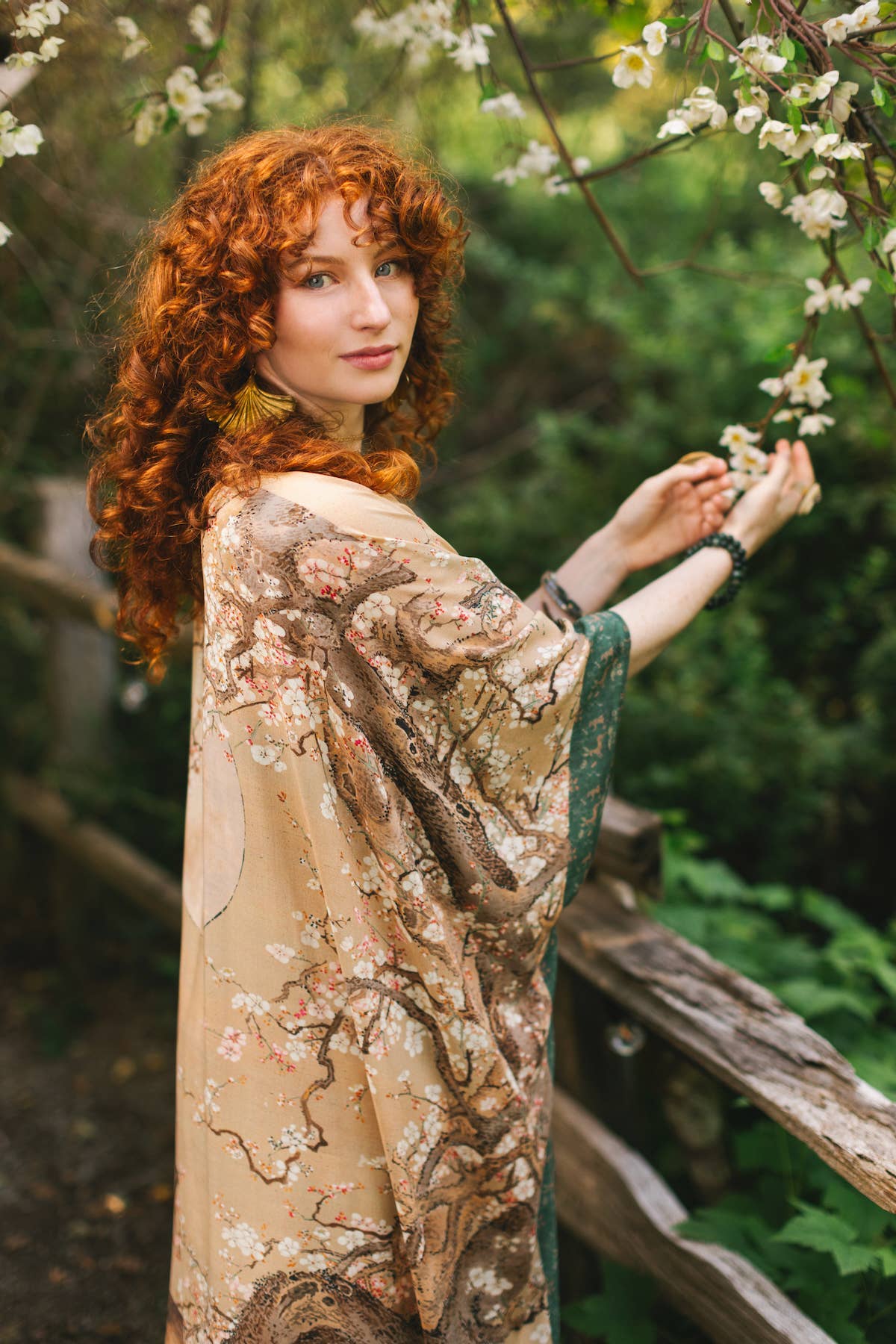Fable Bohemian Goddess Starduster Kimono w/ Deer and Moon