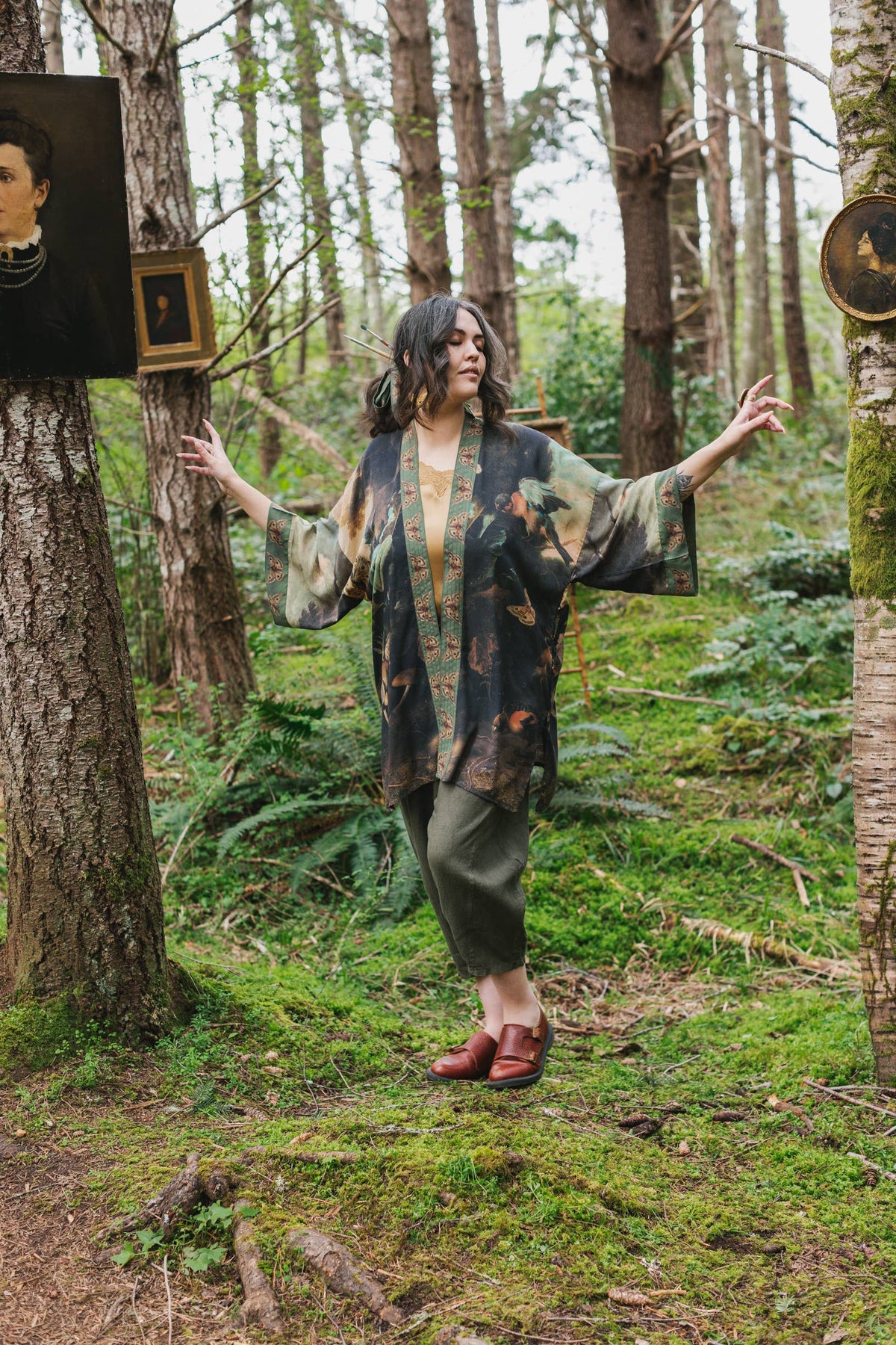 Heartwork Matinée Duster Kimono w/ Artist, mid-length