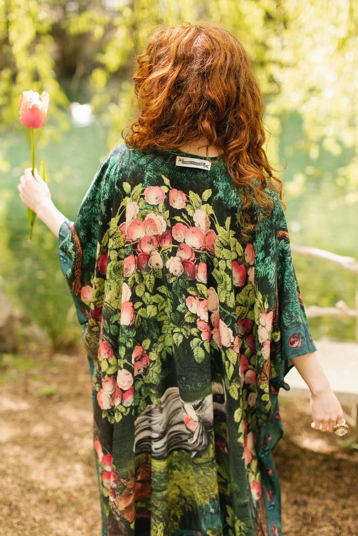 The Daydreamer Goddess Duster Kimono w/ Florals & Rabbits