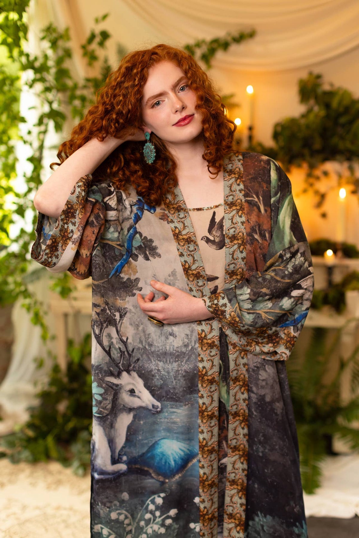 Theatre of Dreams Opera Duster Kimono Robe w/ Deer