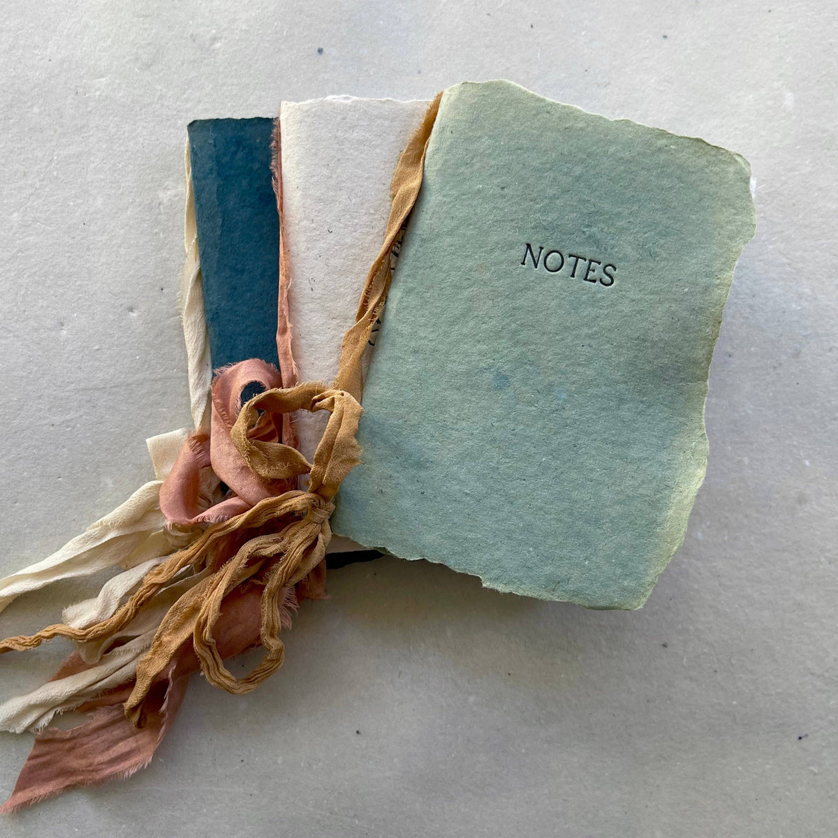 Peony Notebook w vanilla paper &watermelon silk ribbon