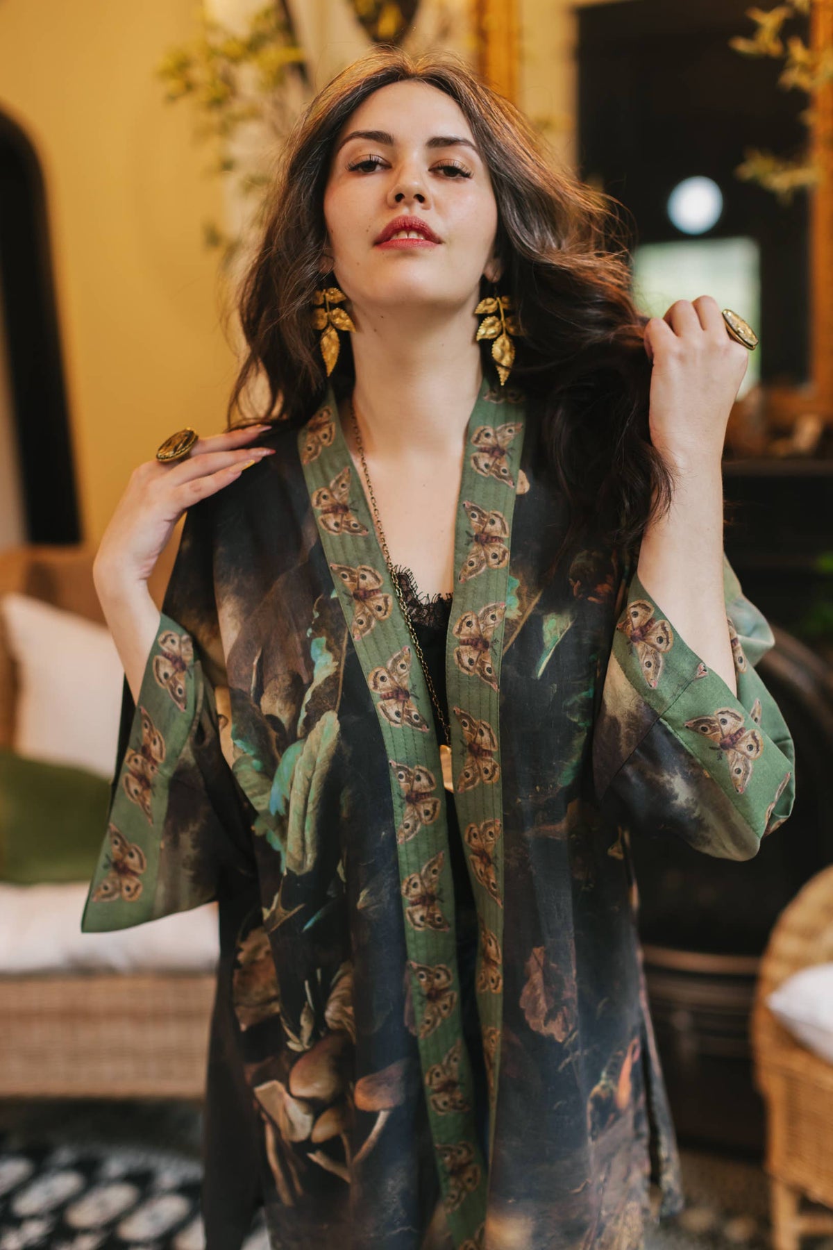Heartwork Matinée Duster Kimono w/ Artist, mid-length