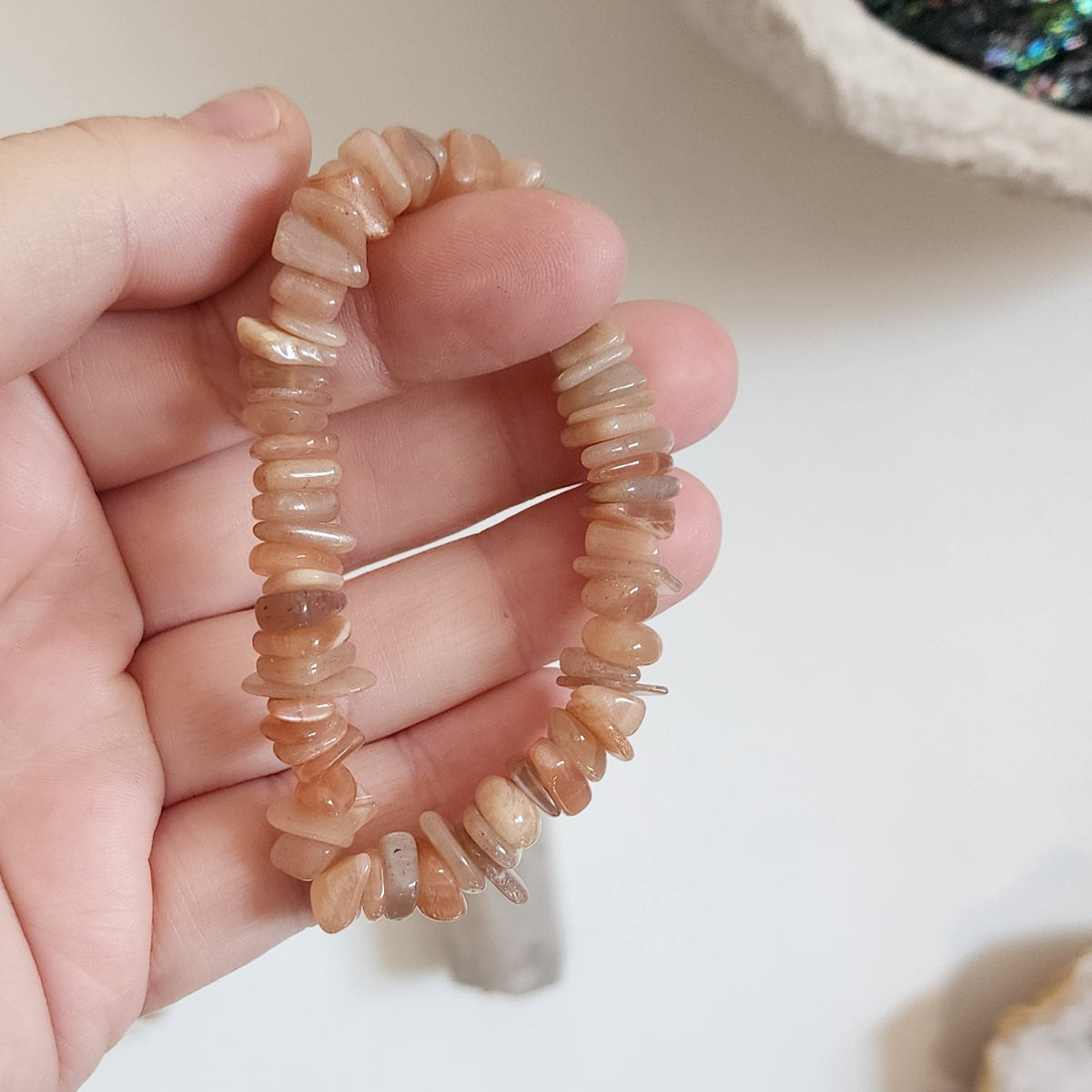 Peach Moonstone Chunky Bracelet
