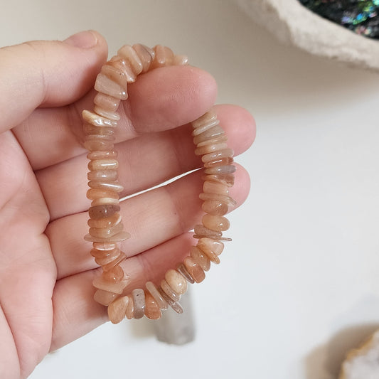 Peach Moonstone Chunky Bracelet