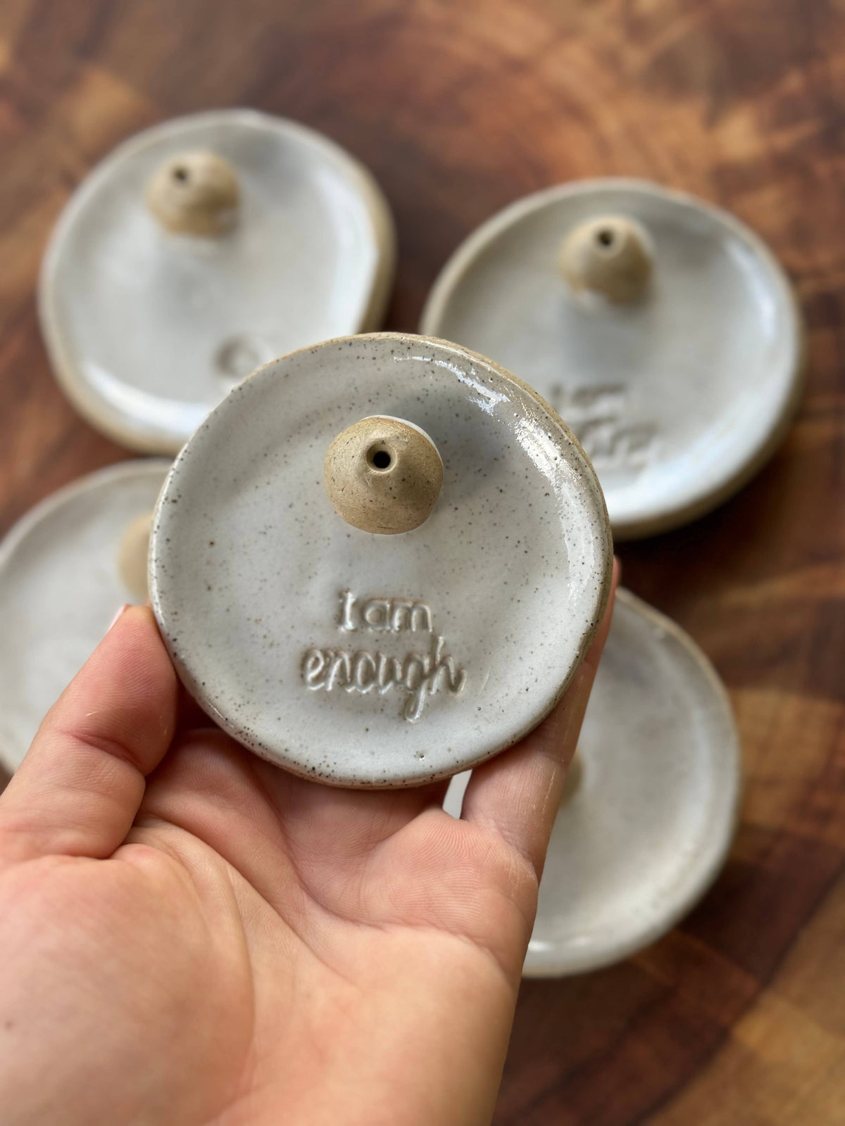 Ceramic incense holders -  with affirmations : I am Loved