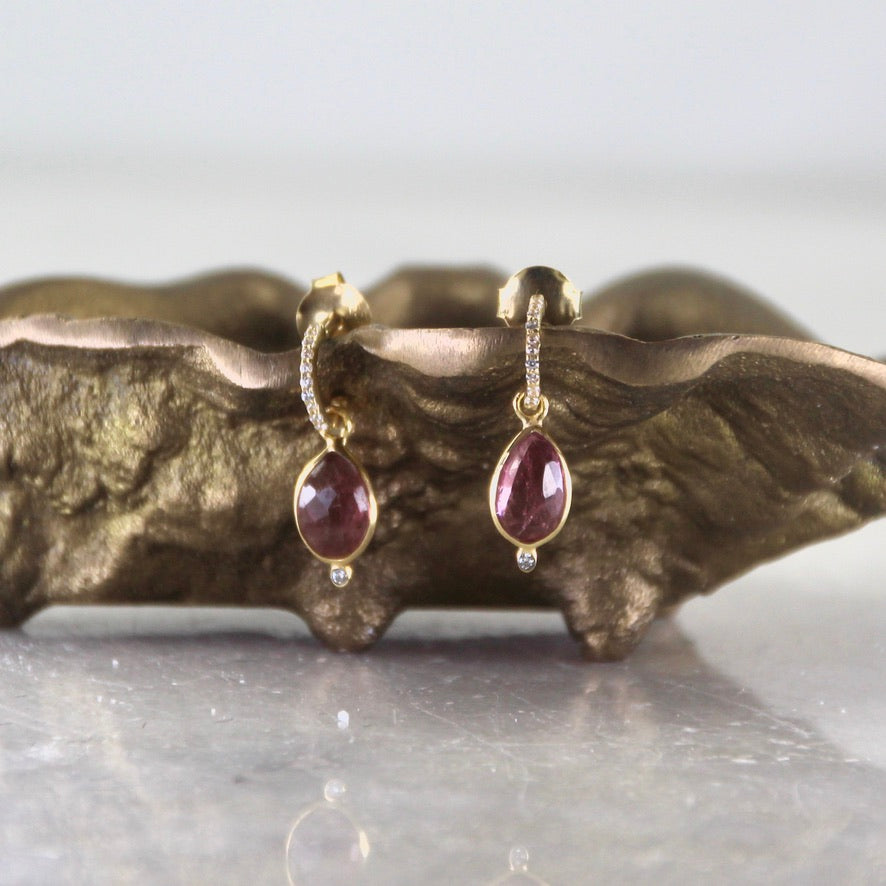 Moonspell Pink Tourmaline & Zircon Hoop