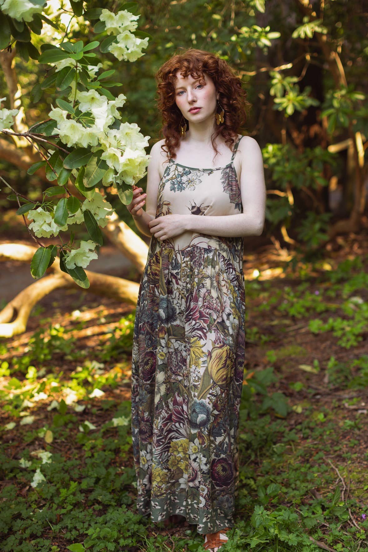 Love Grows Wild Bohéme Long Maxi Slip Dress w/ Bees Flora