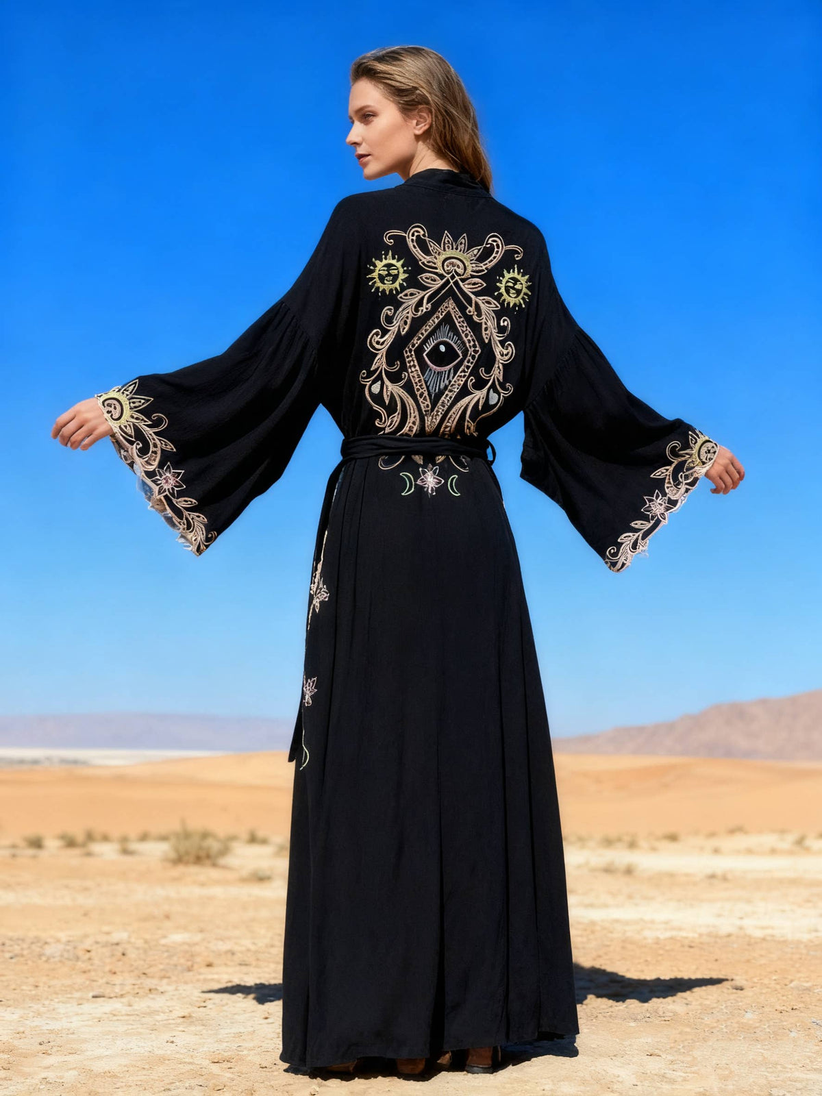 Last Queen Celestial Embroidered Kimono Flowing Dress