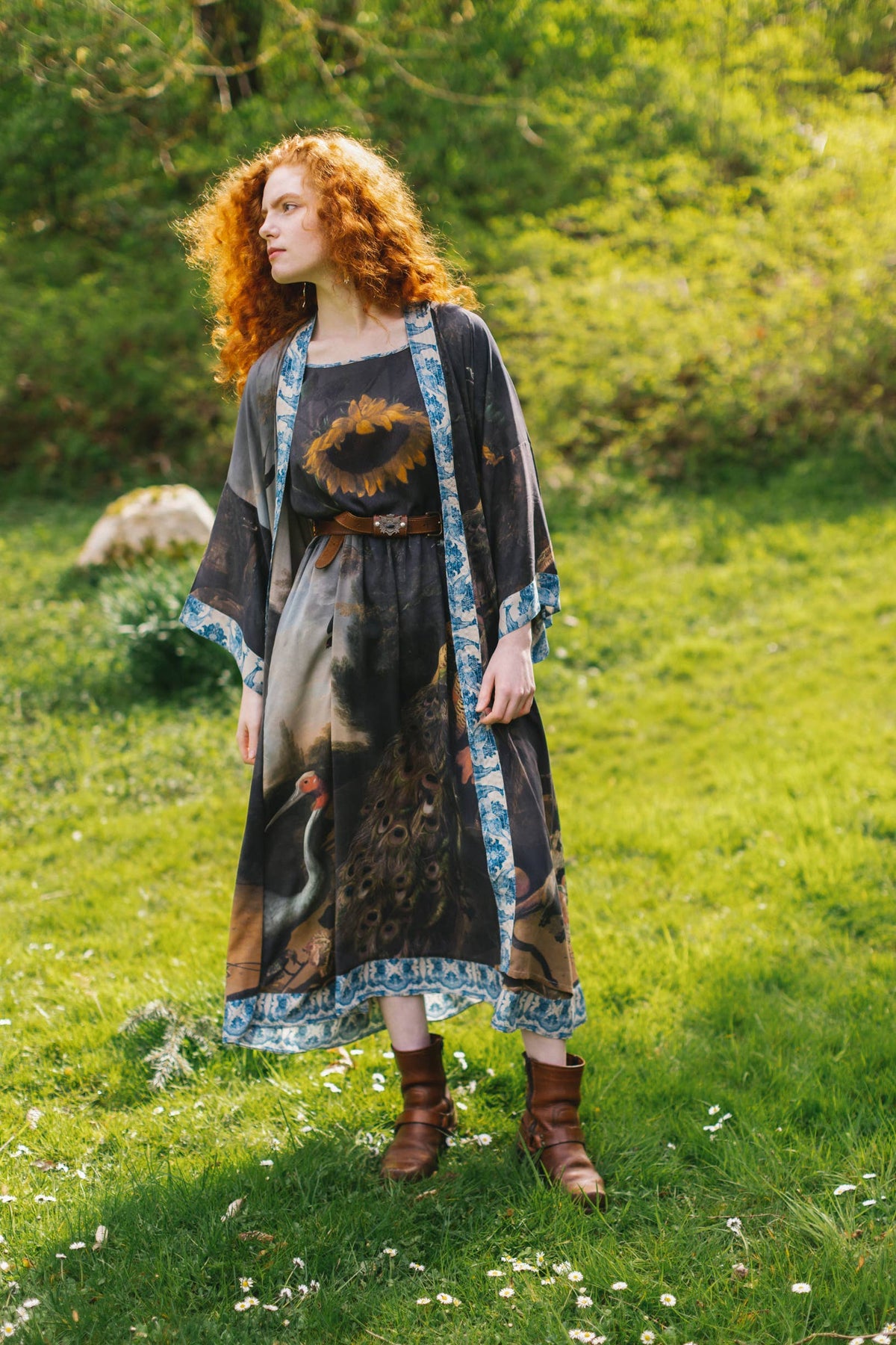 Wild Beauty Peacock Opera Duster Kimono Robe