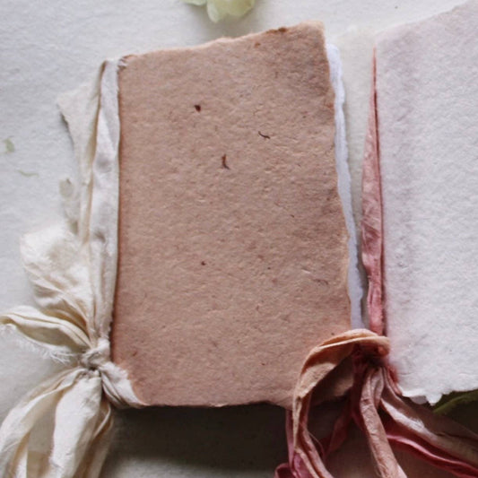 Notebook Rose paper with soft cloud silk ribbon