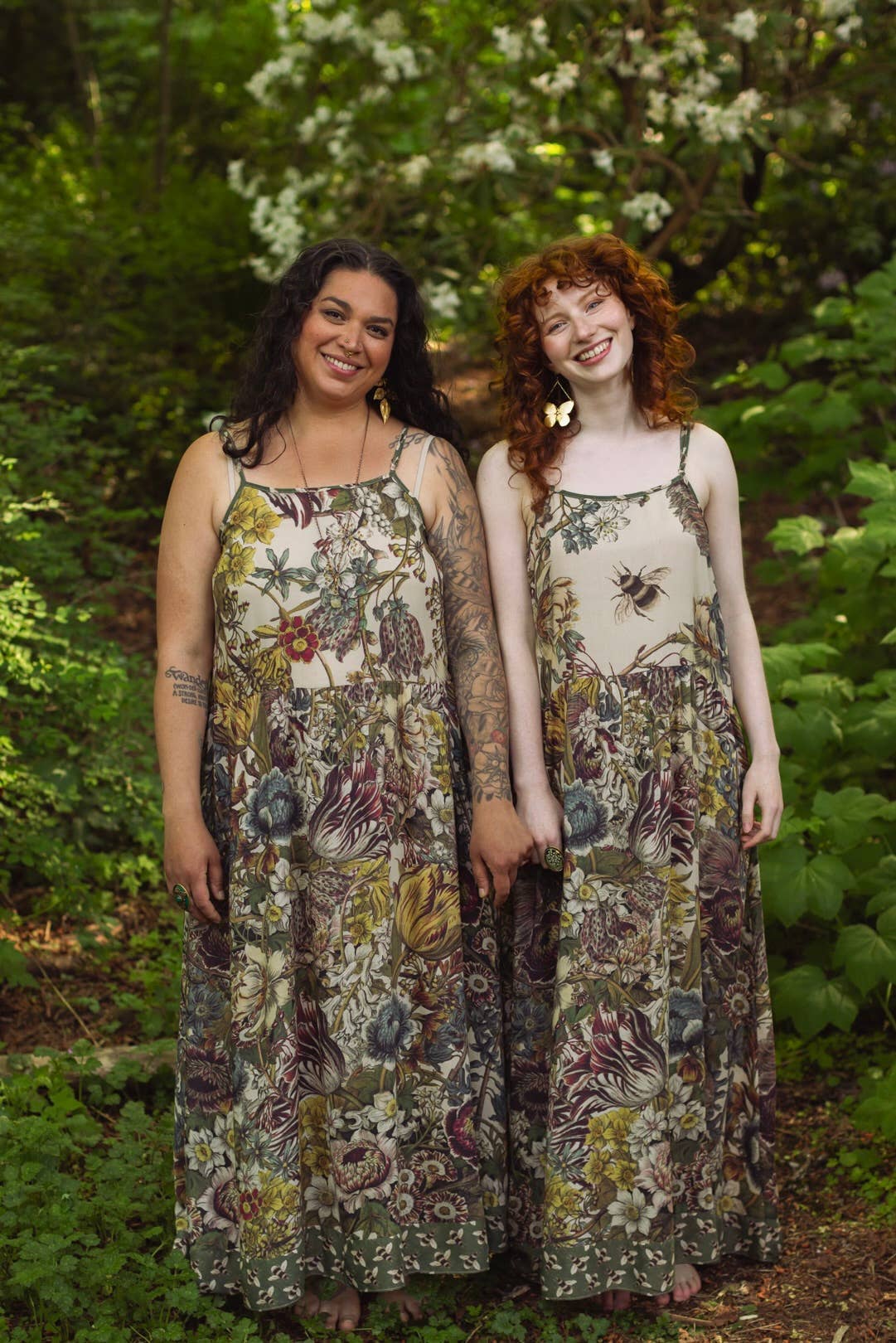 Love Grows Wild Bohéme Long Maxi Slip Dress w/ Bees Flora