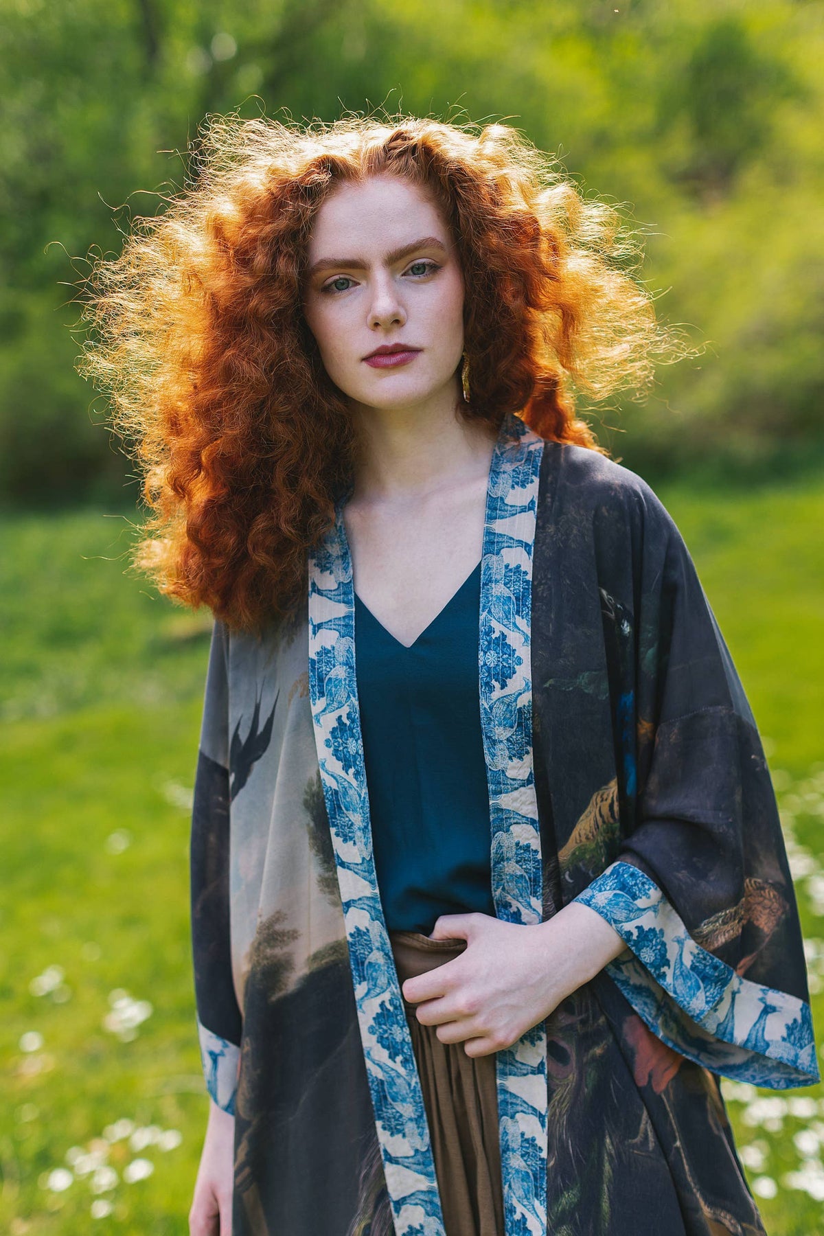 Wild Beauty Peacock Opera Duster Kimono Robe
