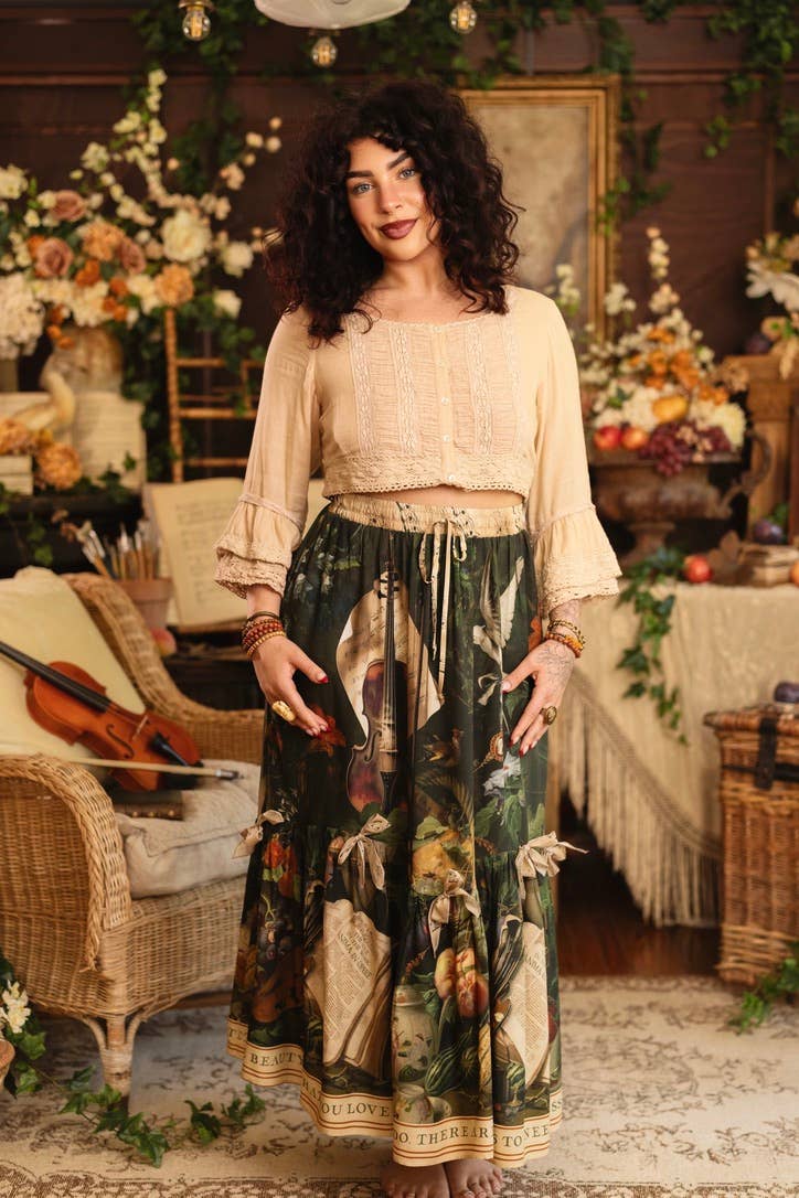 Labour of Love Atelier Skirt w/ florals & violin