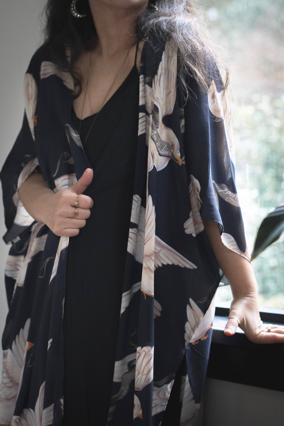 Midnight Doves Bohemian Goddess Starduster Kimono w/ Message