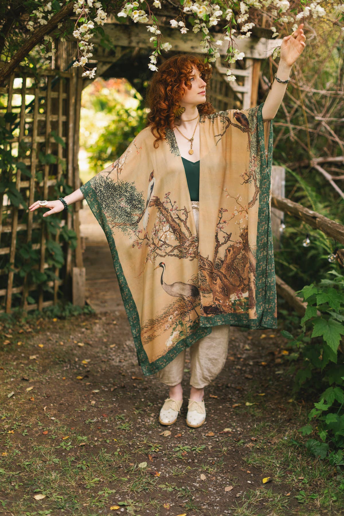 Fable Bohemian Goddess Starduster Kimono w/ Deer and Moon