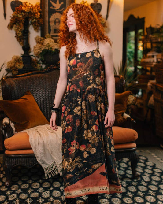 Heart of Gold Bohéme Long Maxi Slip Dress w/ Sacred Heart