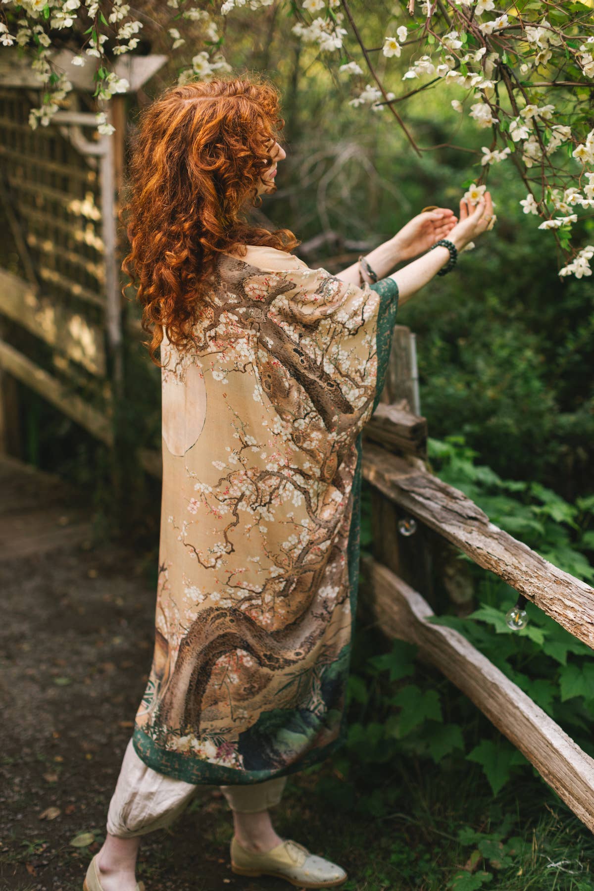 Fable Bohemian Goddess Starduster Kimono w/ Deer and Moon