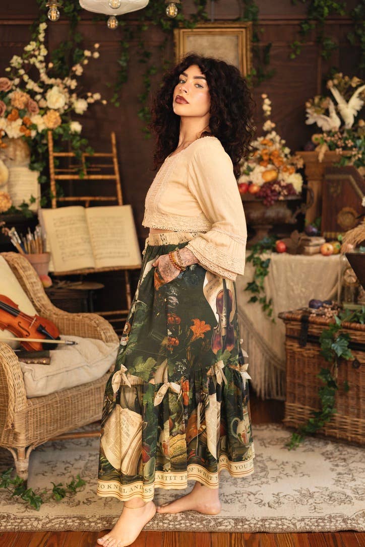 Labour of Love Atelier Skirt w/ florals & violin