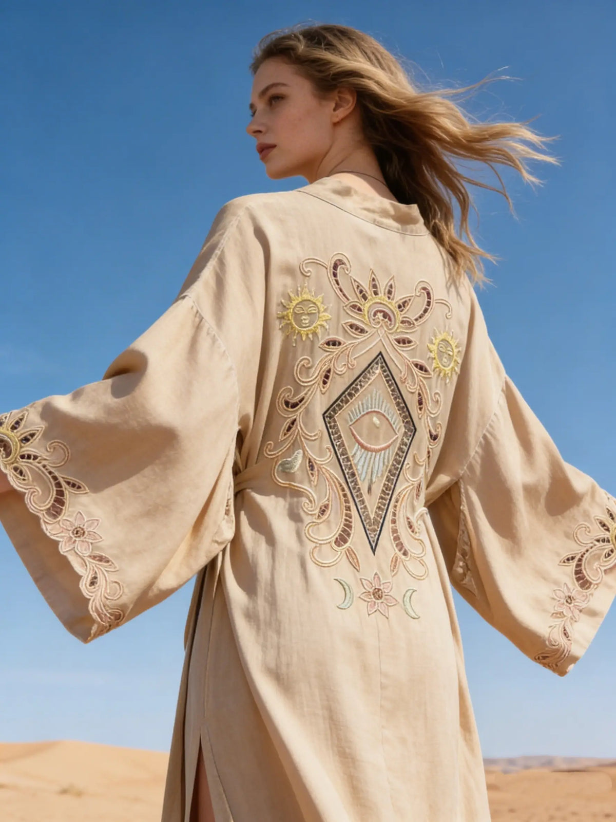 Last Queen Celestial Embroidered Kimono Flowing Dress