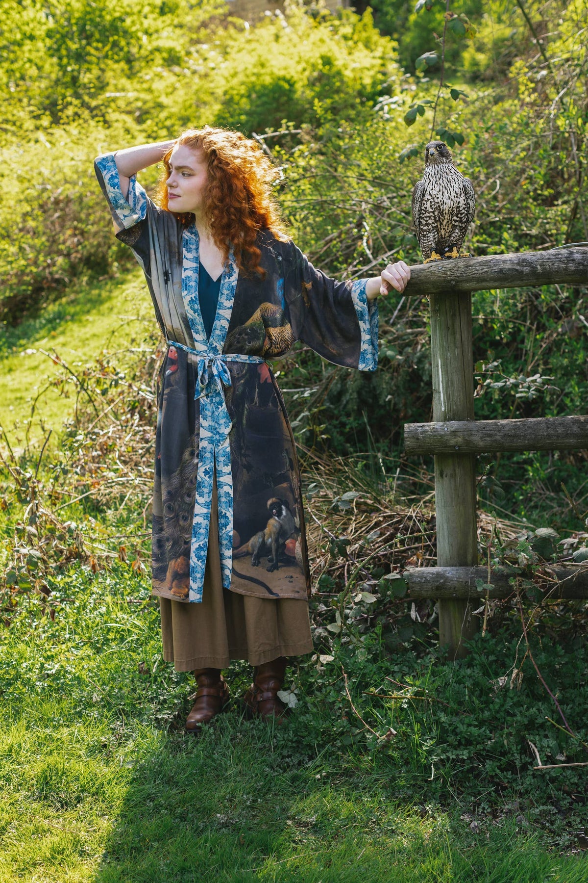 Wild Beauty Peacock Opera Duster Kimono Robe