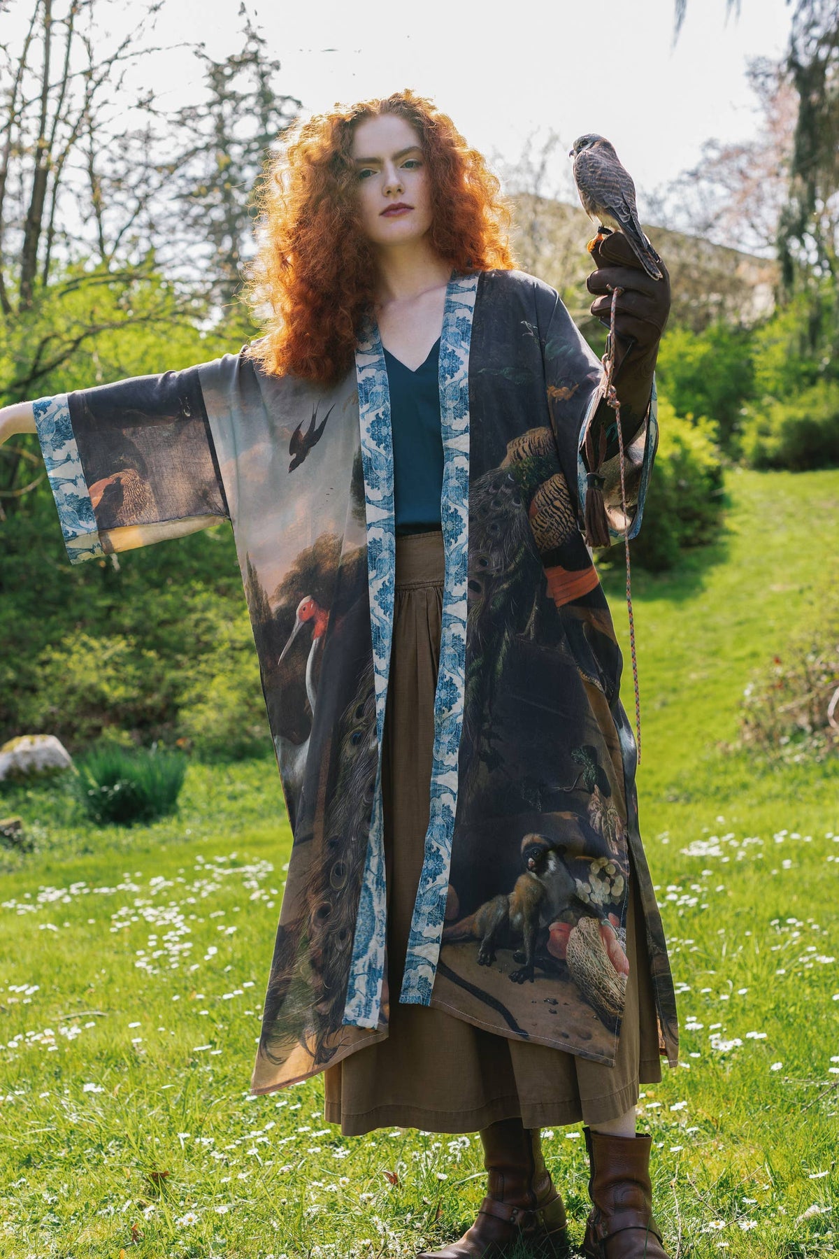 Wild Beauty Peacock Opera Duster Kimono Robe