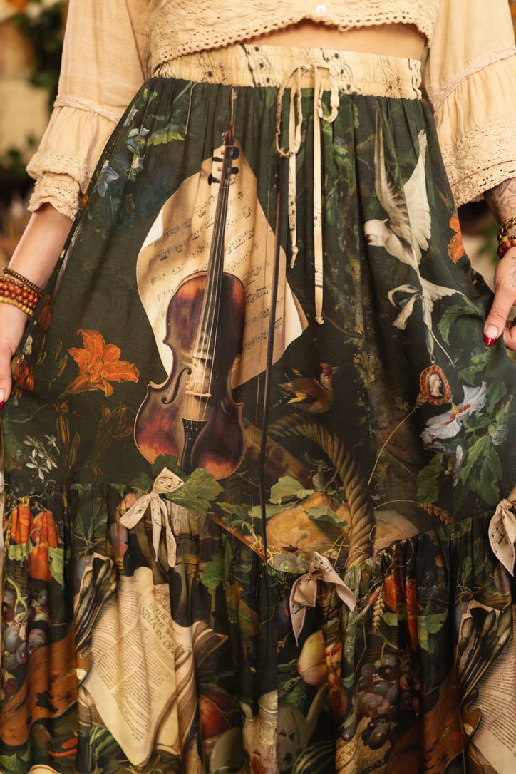 Labour of Love Atelier Skirt w/ florals & violin