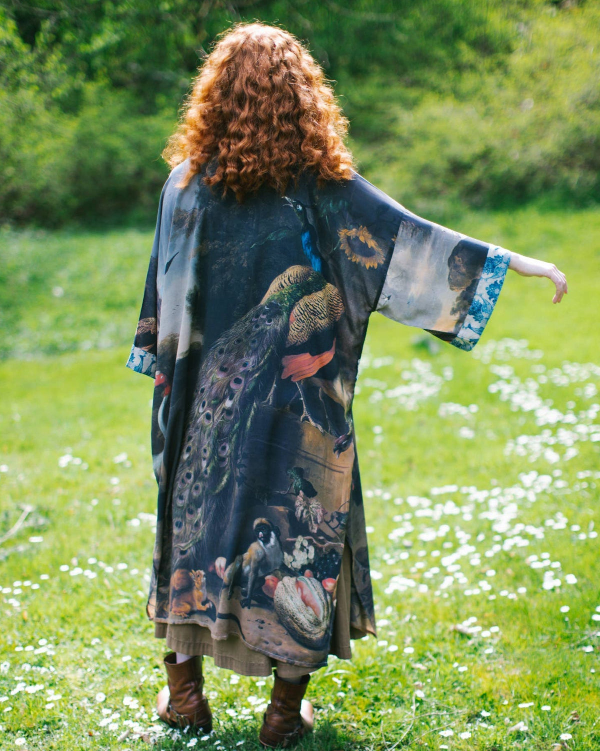 Wild Beauty Peacock Opera Duster Kimono Robe