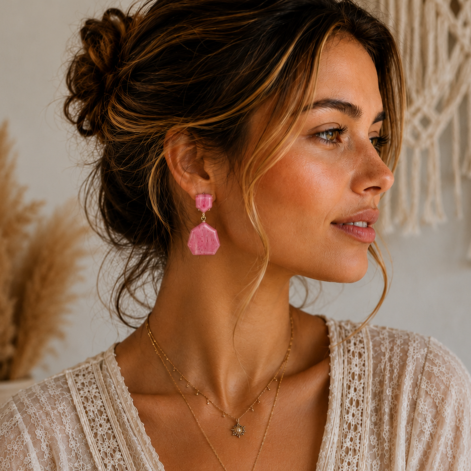 Venus Rising Gemstone Geometric Earring