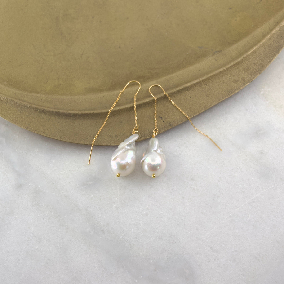 Baroque Freshwater Pearl Thread & Bar Earring