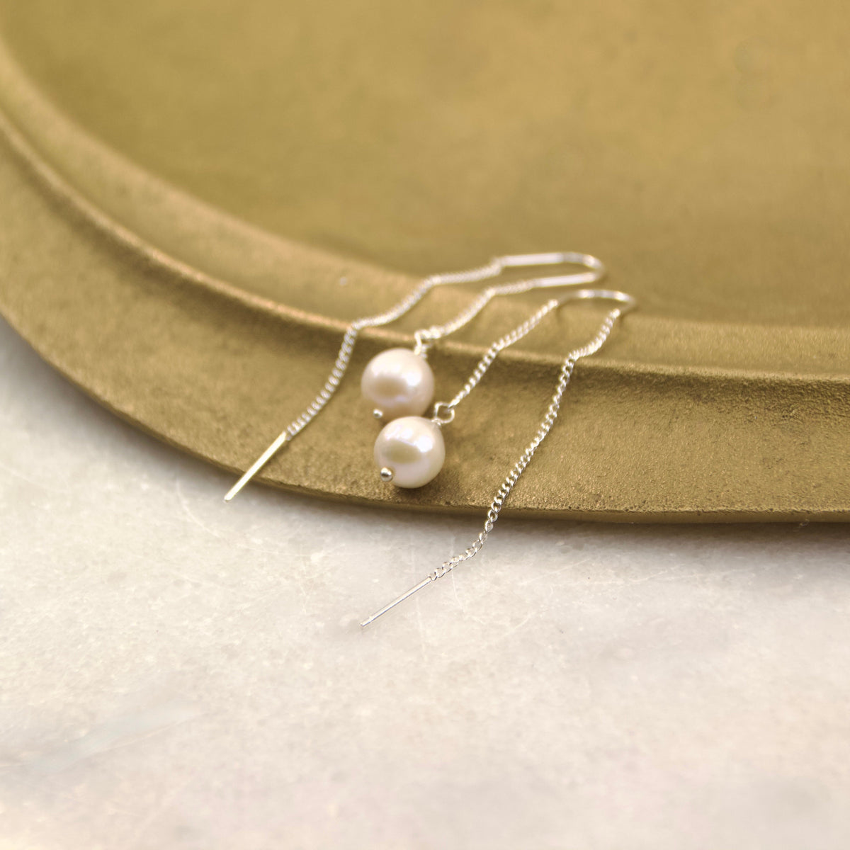 Baroque Freshwater Pearl Thread & Bar Earring