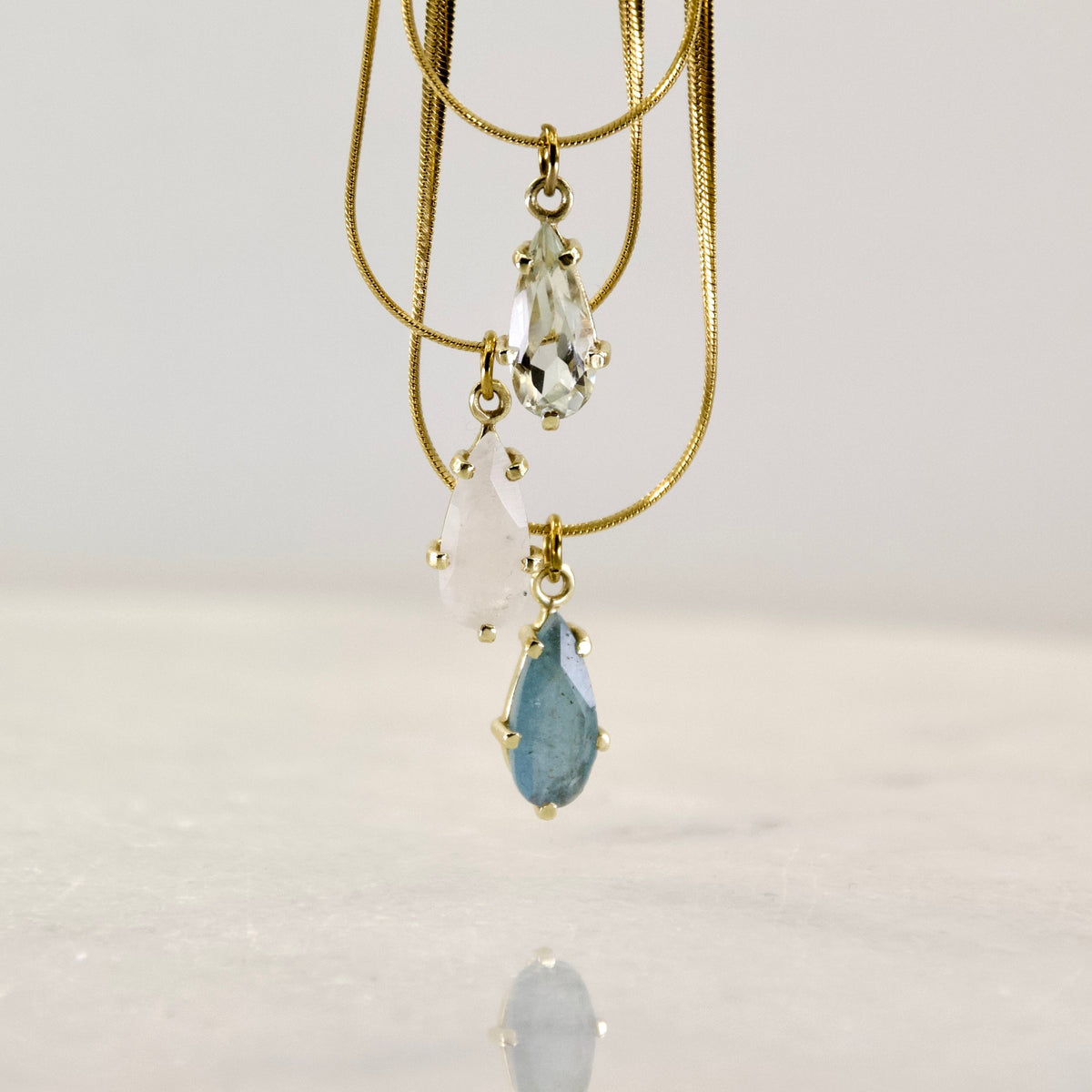 Golden Age Green Amethyst Teared Pendant