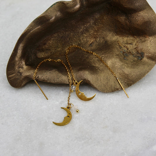 Moon Musings Threader Earrings