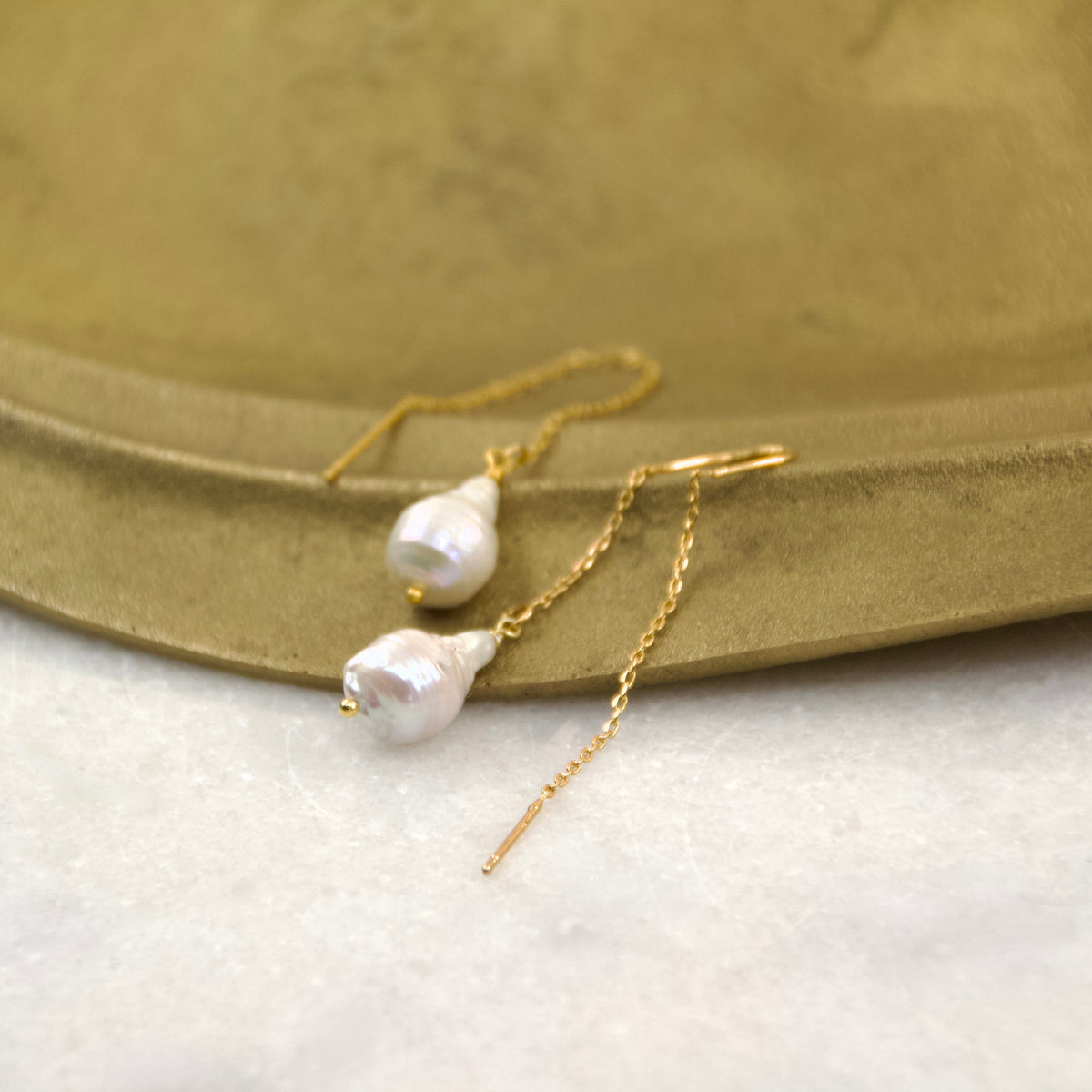 Baroque Freshwater Pearl Thread & Bar Earring