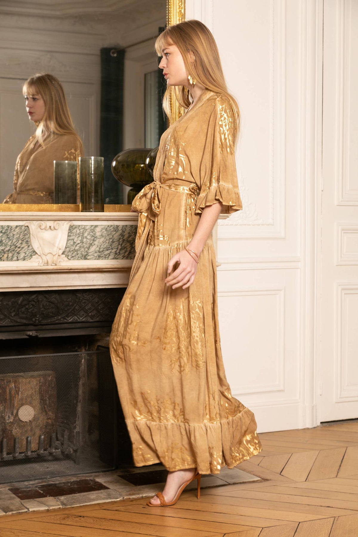 Last Queen Bohemian Gilded Kimono Wrap Dress