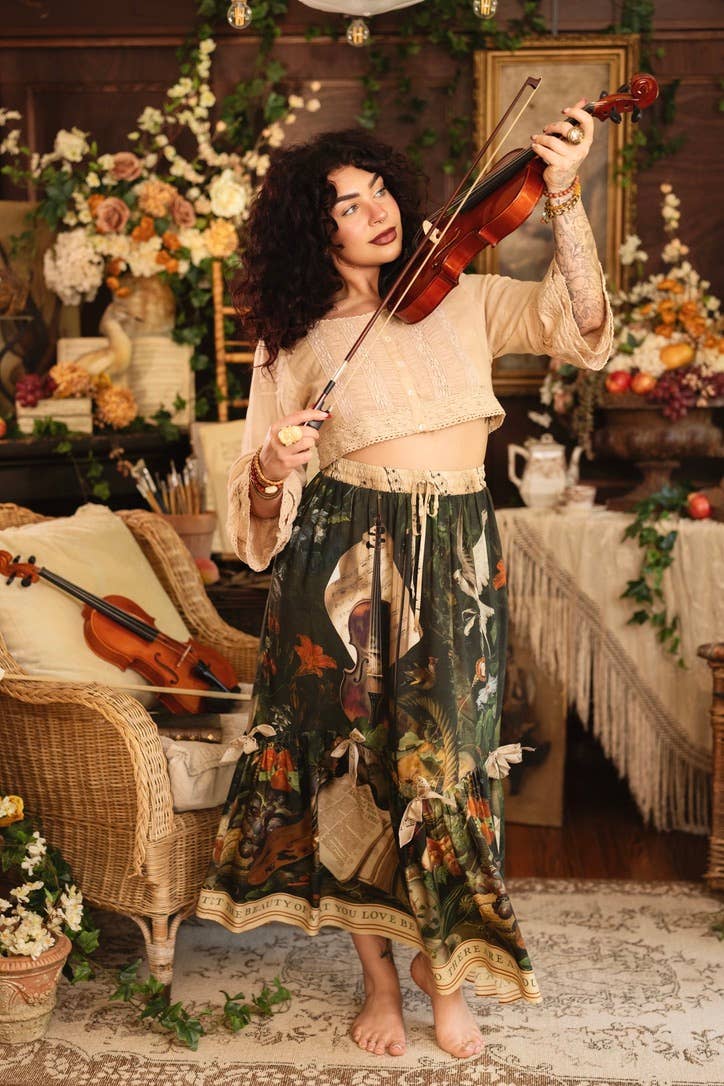 Labour of Love Atelier Skirt w/ florals & violin
