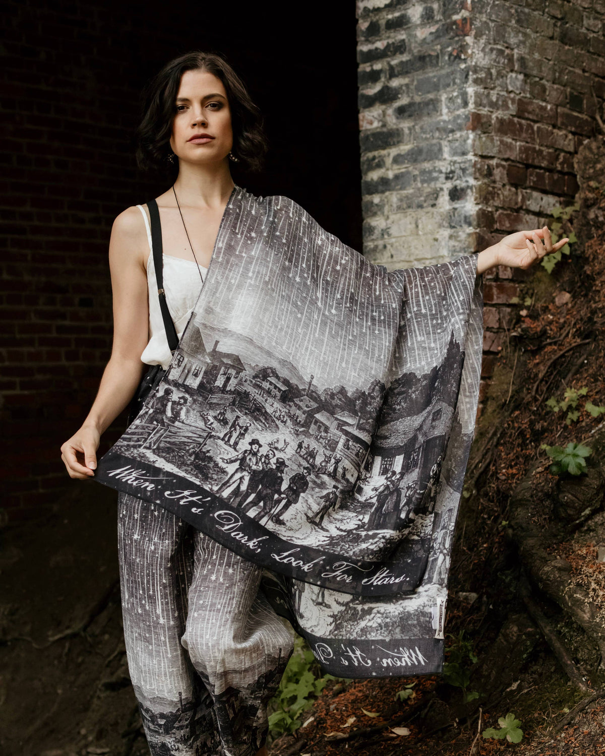 Stargazer Bohemian Scarf with Falling Stars