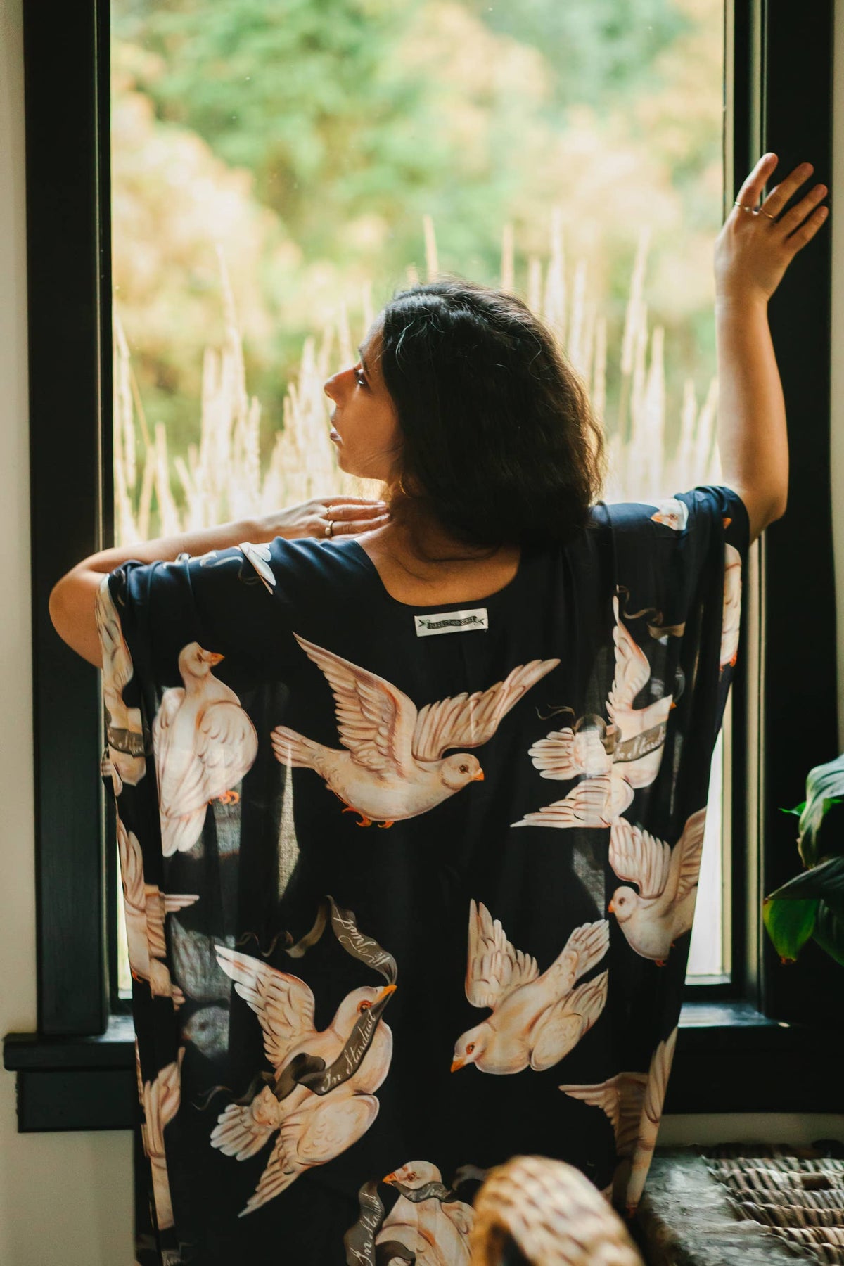 Midnight Doves Bohemian Goddess Starduster Kimono w/ Message