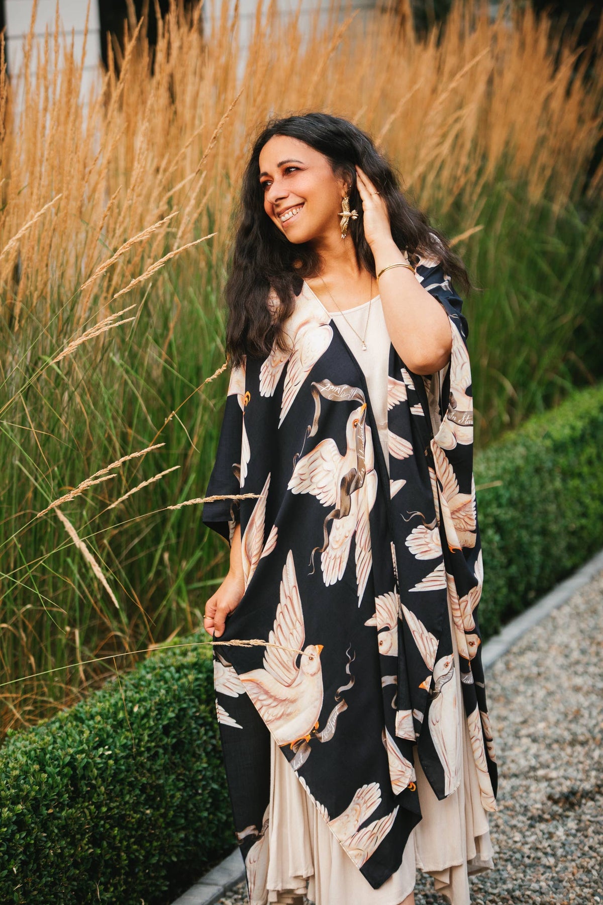 Midnight Doves Bohemian Goddess Starduster Kimono w/ Message