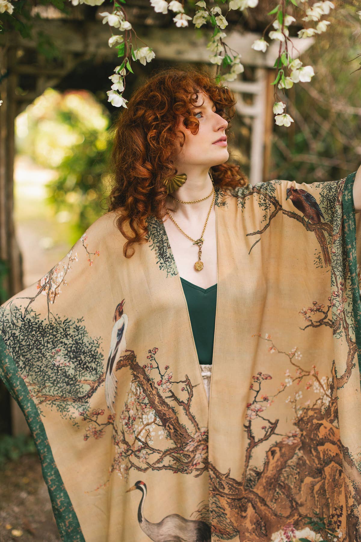 Fable Bohemian Goddess Starduster Kimono w/ Deer and Moon