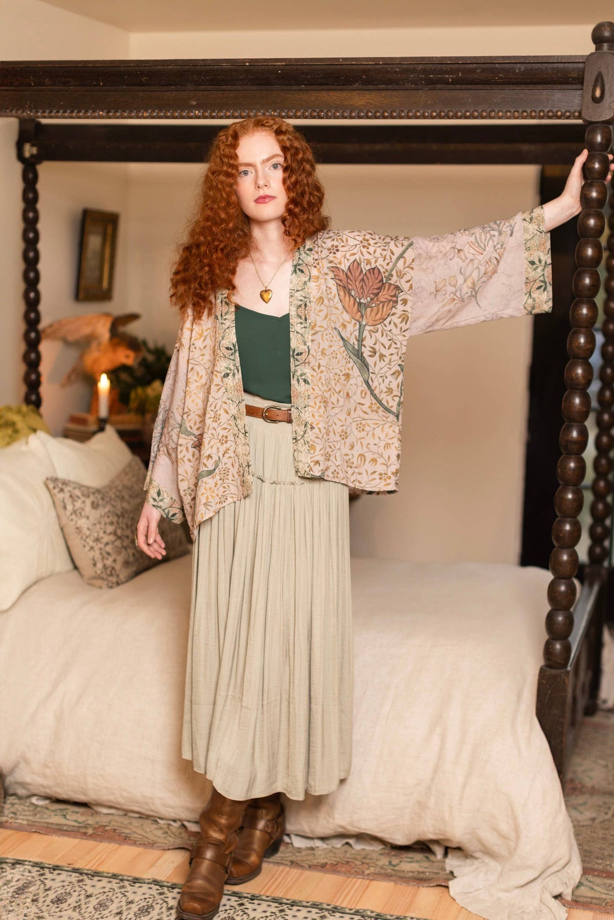 Folklore Pixie Duster Cropped Kimono w/ Bird of Peace