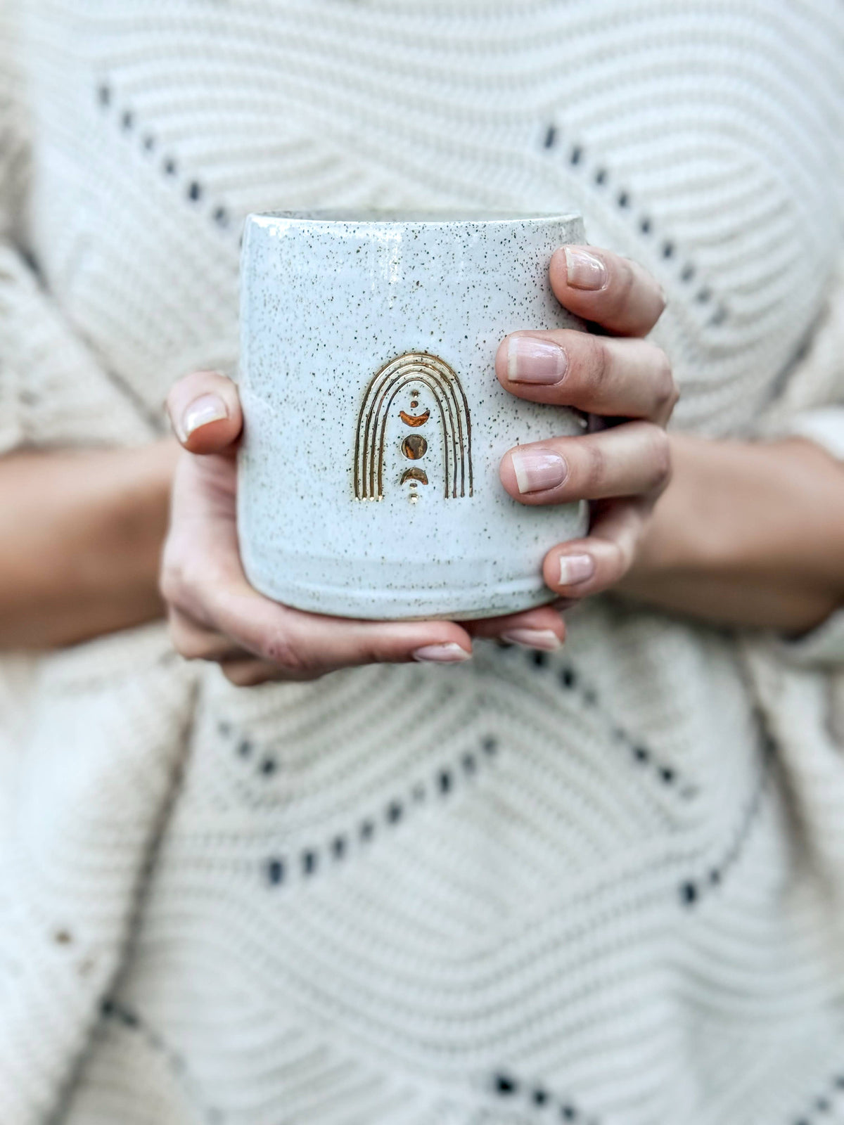 Ceramic Mug - Rainbow and Moon-phase: Without handle