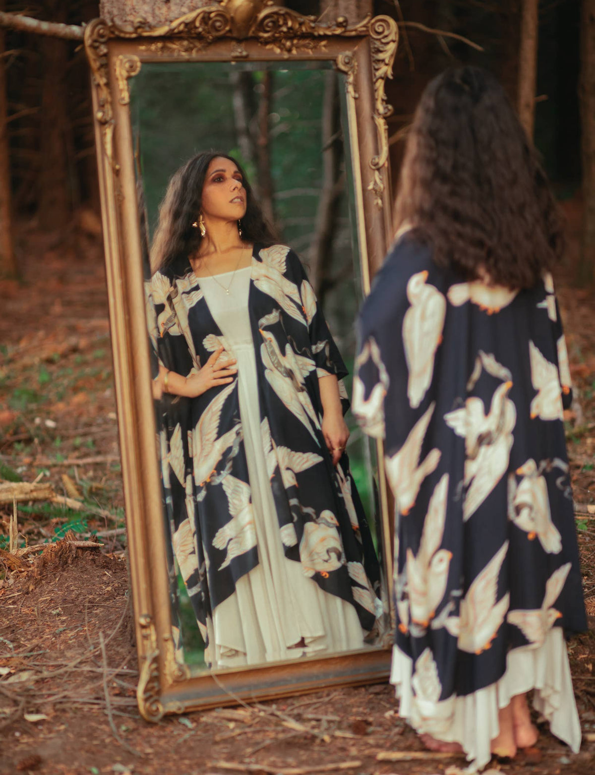 Midnight Doves Bohemian Goddess Starduster Kimono w/ Message