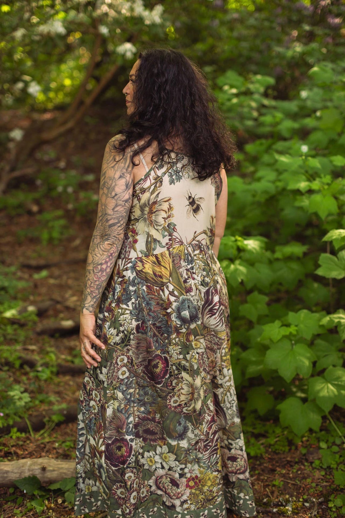 Love Grows Wild Bohéme Long Maxi Slip Dress w/ Bees Flora