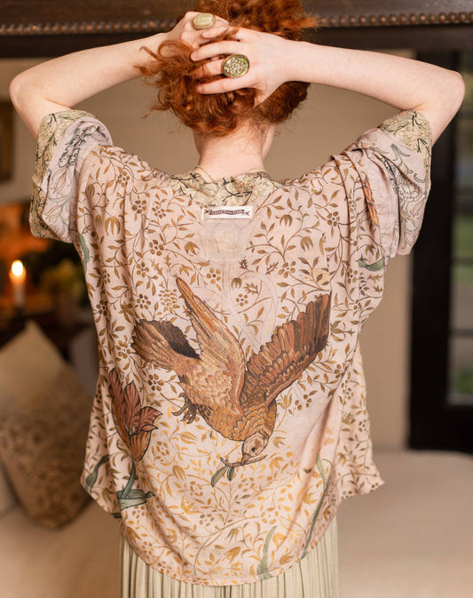 Folklore Pixie Duster Cropped Kimono w/ Bird of Peace