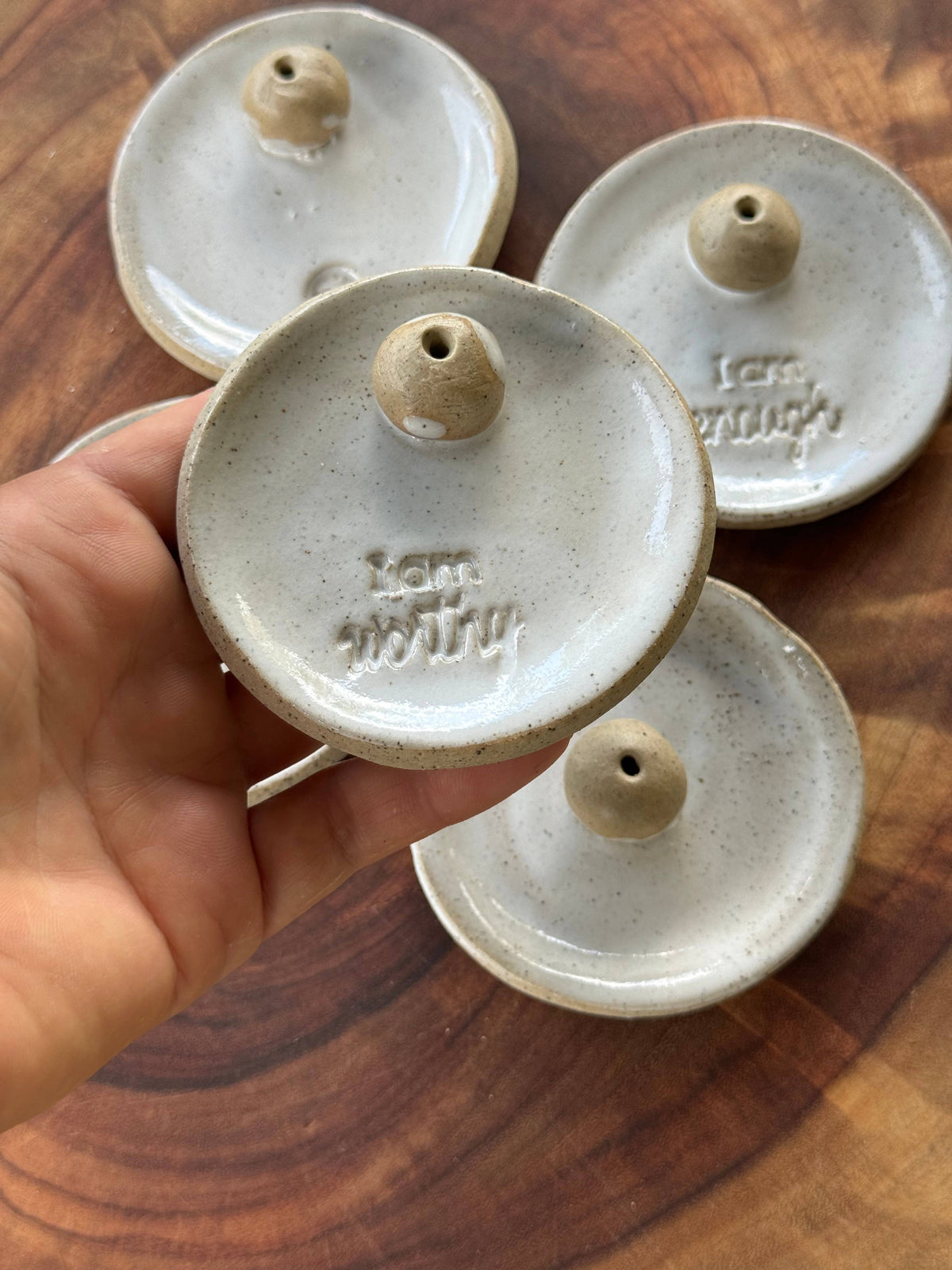 Ceramic incense holders -  with affirmations : I am enough